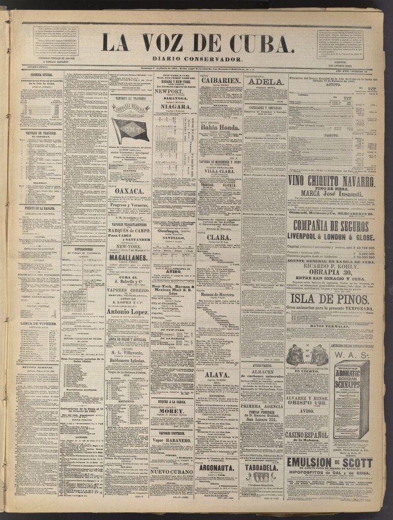 Miniatura de La Voz de Cuba: diario conservador del 1 de marzo de 1885