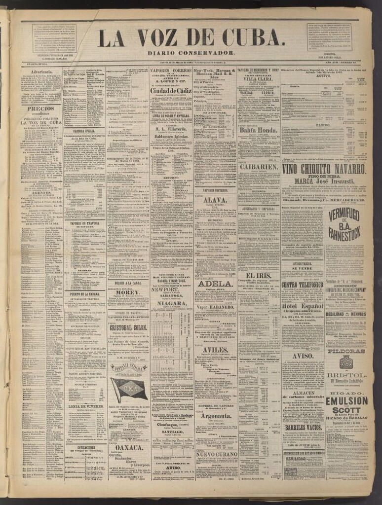 Miniatura de La Voz de Cuba: diario conservador del 12 de marzo de 1885