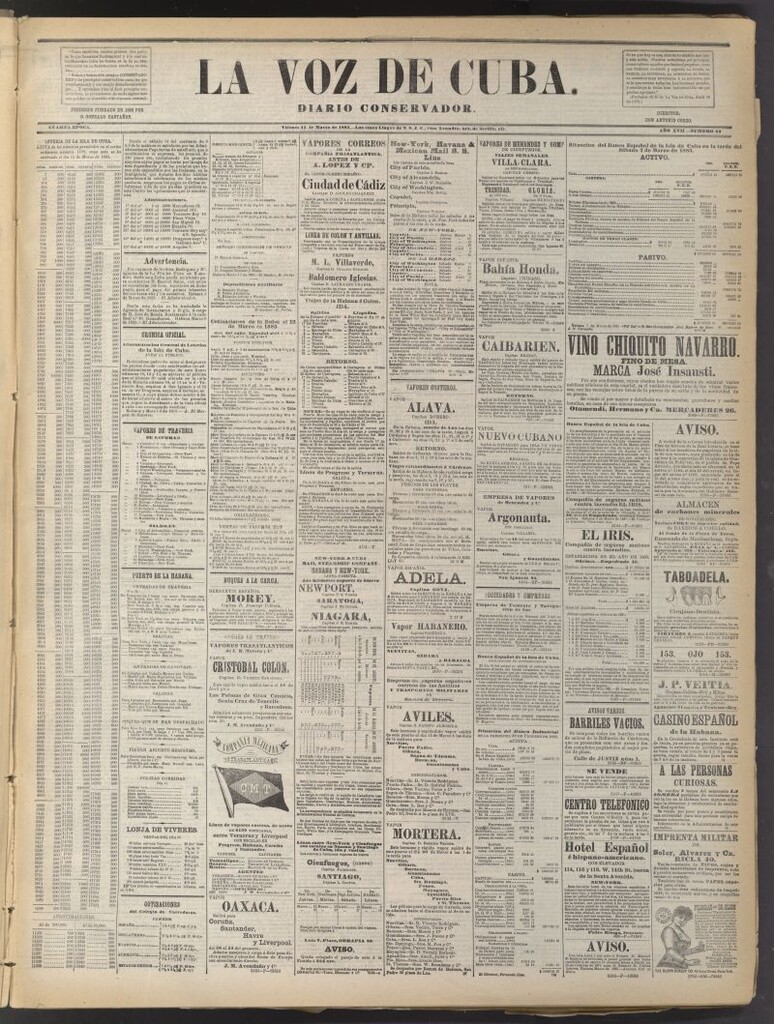 Miniatura de La Voz de Cuba: diario conservador del 13 de marzo de 1885