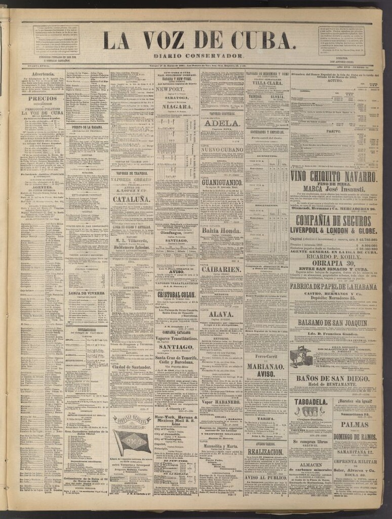 Miniatura de La Voz de Cuba: diario conservador del 27 de marzo de 1885