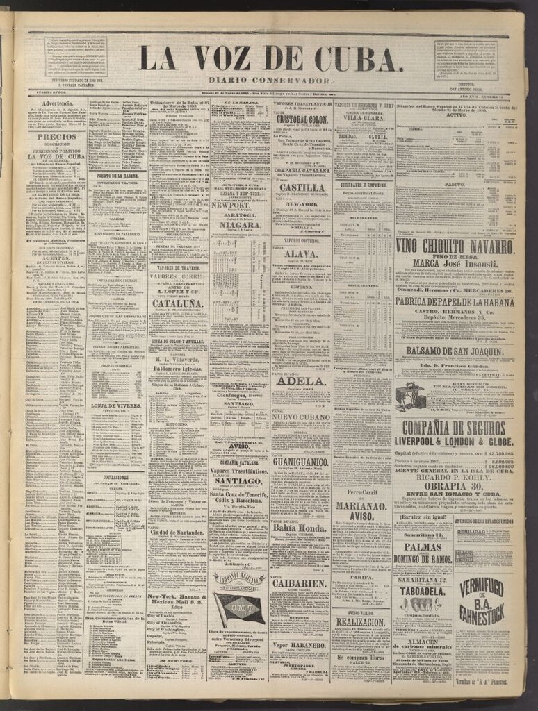 Miniatura de La Voz de Cuba: diario conservador del 28 de marzo de 1885