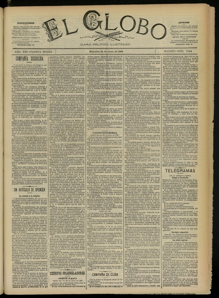 Miniatura de El Globo : diario ilustrado  del 26 de junio de 1895, nº 7164