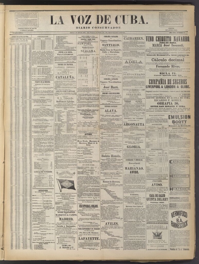 Miniatura de La Voz de Cuba: diario conservador del 2 de abril de 1885