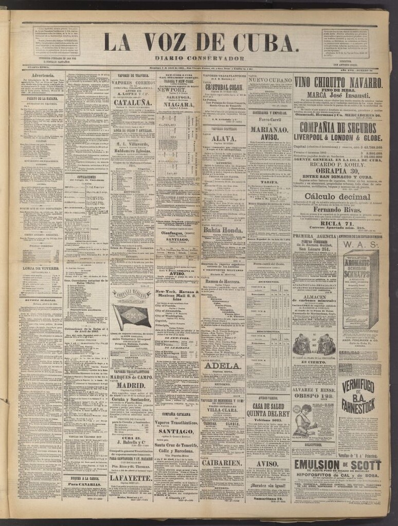 Miniatura de La Voz de Cuba: diario conservador del 5 de abril de 1885