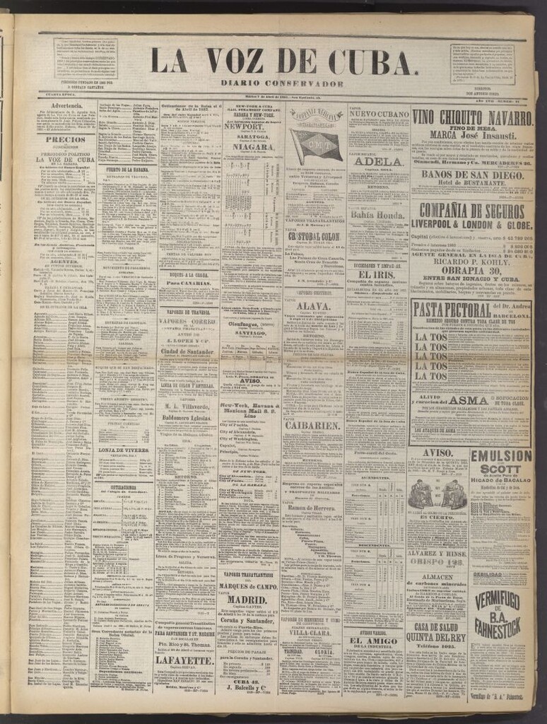 Miniatura de La Voz de Cuba: diario conservador del 7 de abril de 1885