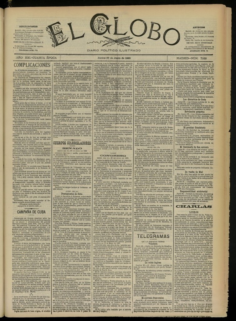 Miniatura de El Globo : diario ilustrado  del 27 de junio de 1895, nº 7165