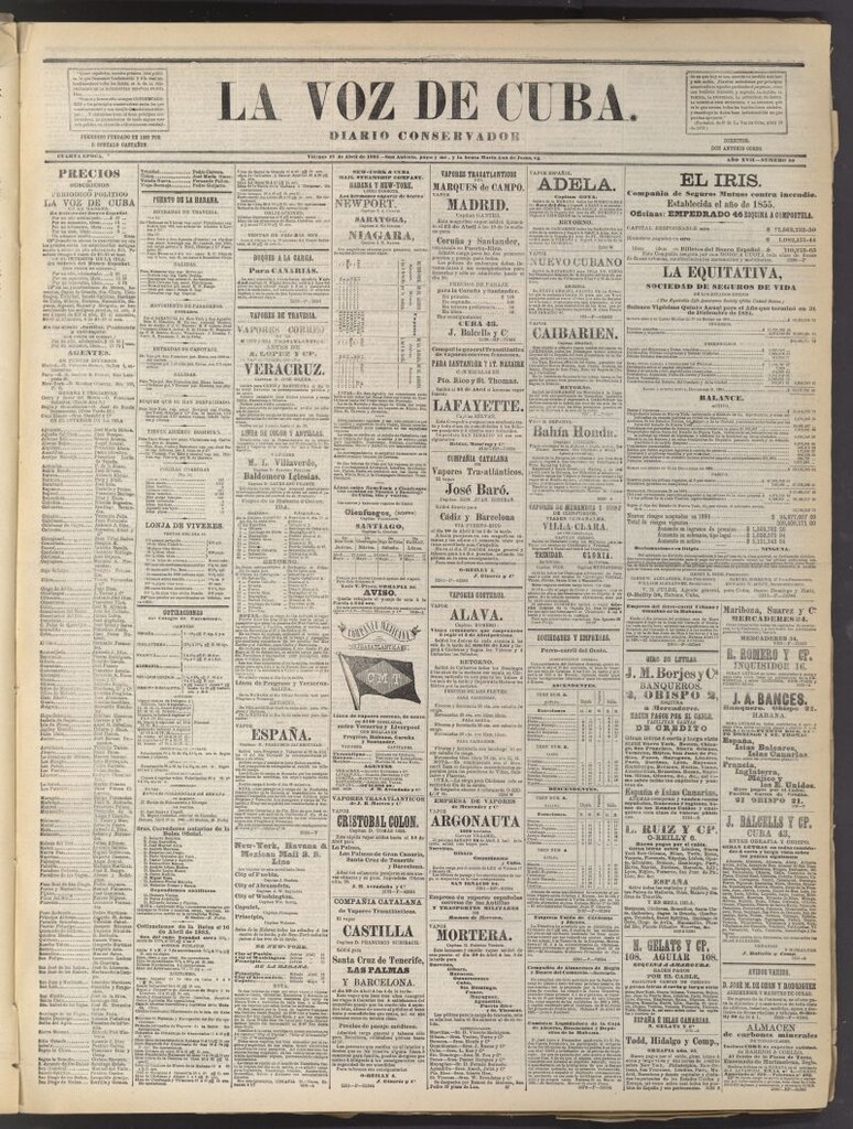 Miniatura de La Voz de Cuba: diario conservador del 17 de abril de 1885