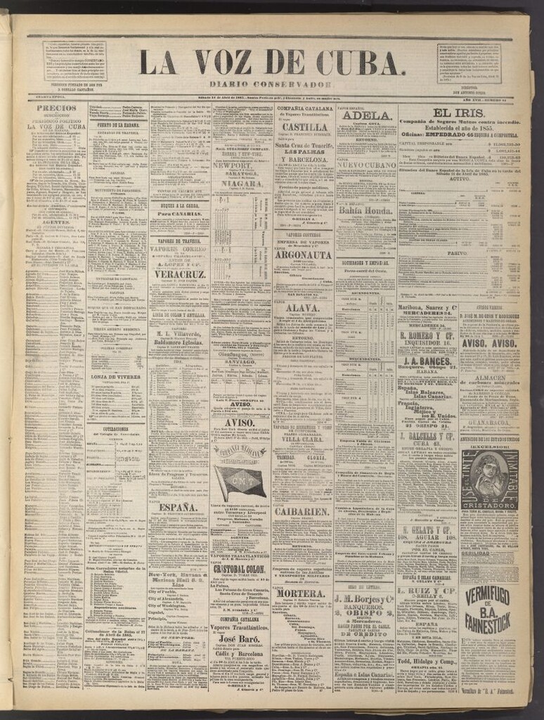 Miniatura de La Voz de Cuba: diario conservador del 18 de abril de 1885