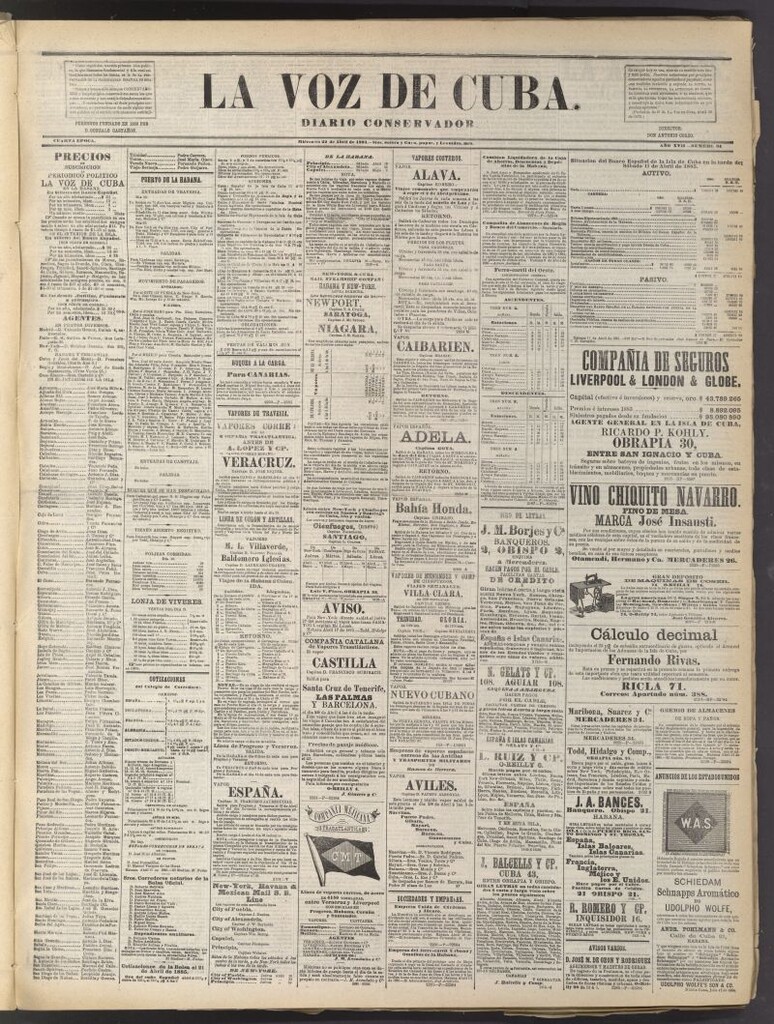 Miniatura de La Voz de Cuba: diario conservador del 22 de abril de 1885