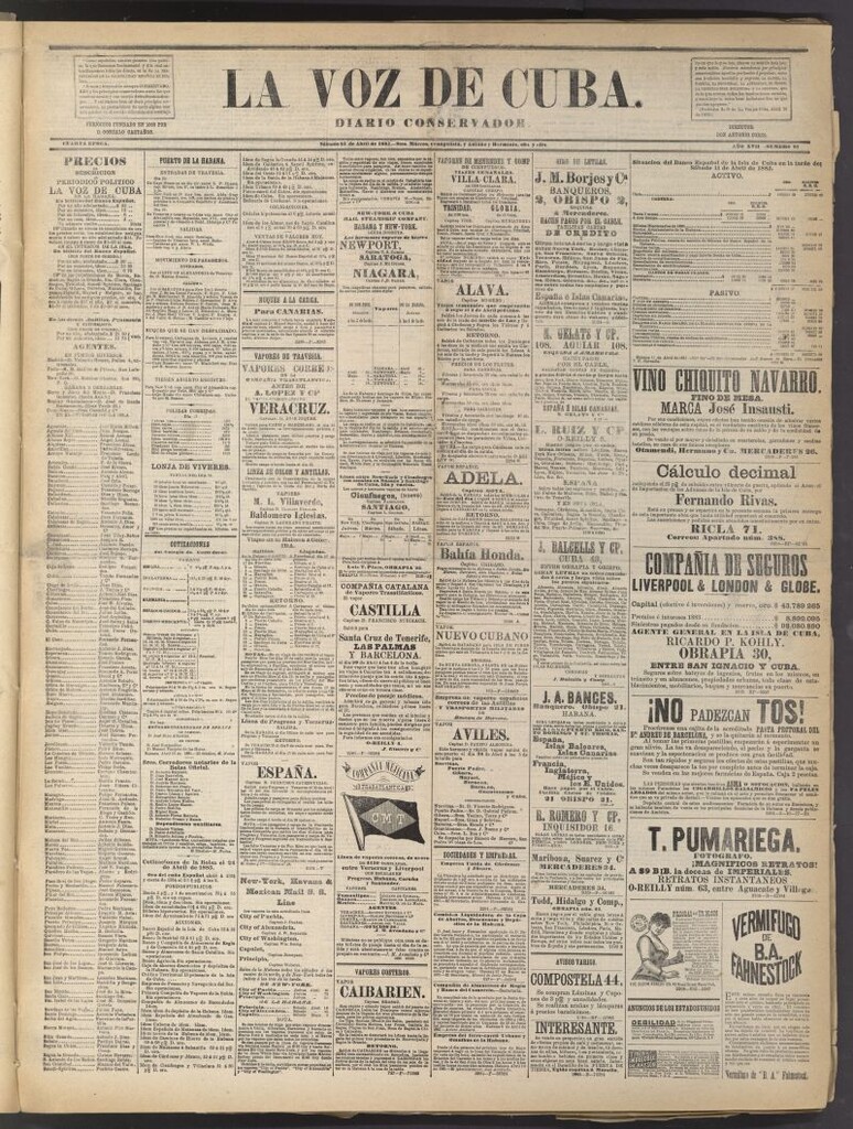 Miniatura de La Voz de Cuba: diario conservador del 25 de abril de 1885