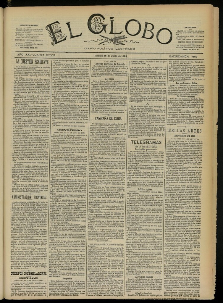 Miniatura de El Globo : diario ilustrado  del 28 de junio de 1895, nº 7166