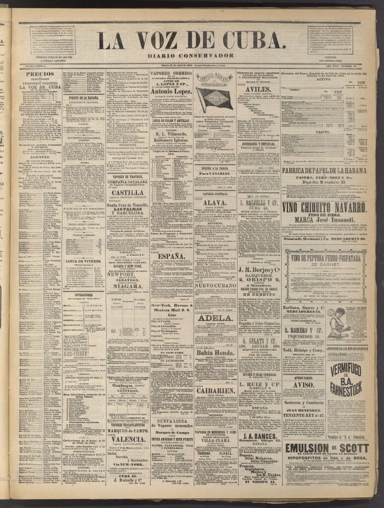 Miniatura de La Voz de Cuba: diario conservador del 28 de abril de 1885