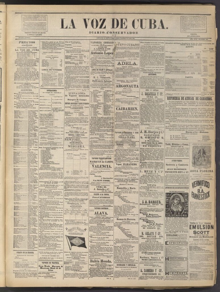 Miniatura de La Voz de Cuba: diario conservador del 30 de abril de 1885