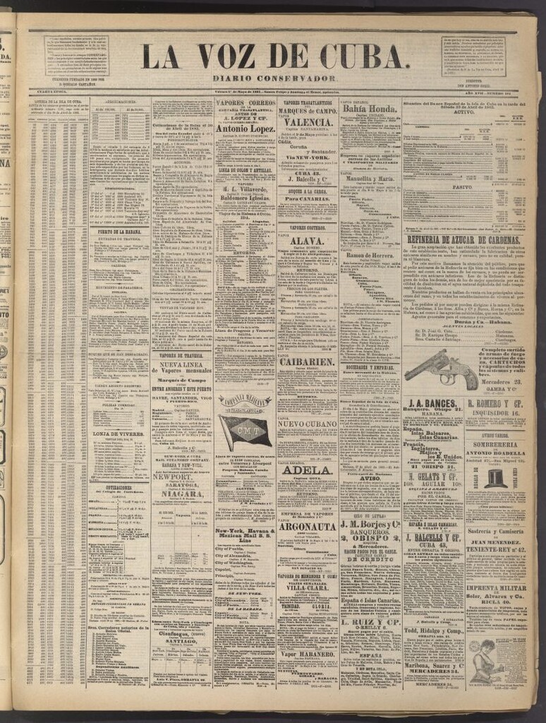 Miniatura de La Voz de Cuba: diario conservador del 1 de mayo de 1885