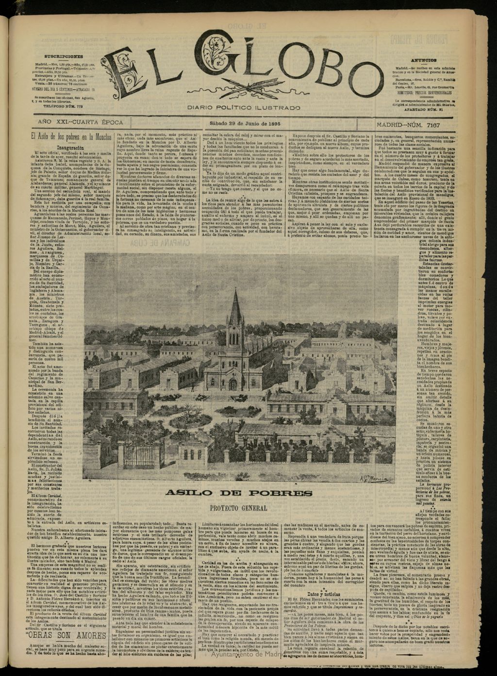 Miniatura de El Globo : diario ilustrado  del 29 de junio de 1895, nº 7167