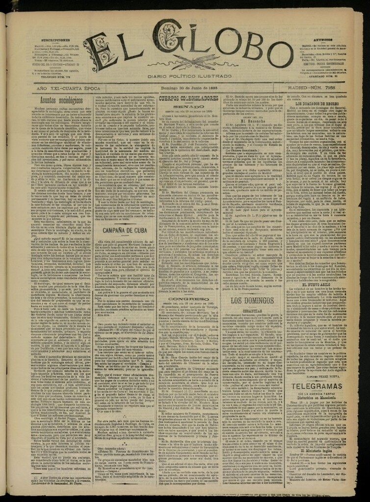 Miniatura de El Globo : diario ilustrado  del 30 de junio de 1895, nº 7168