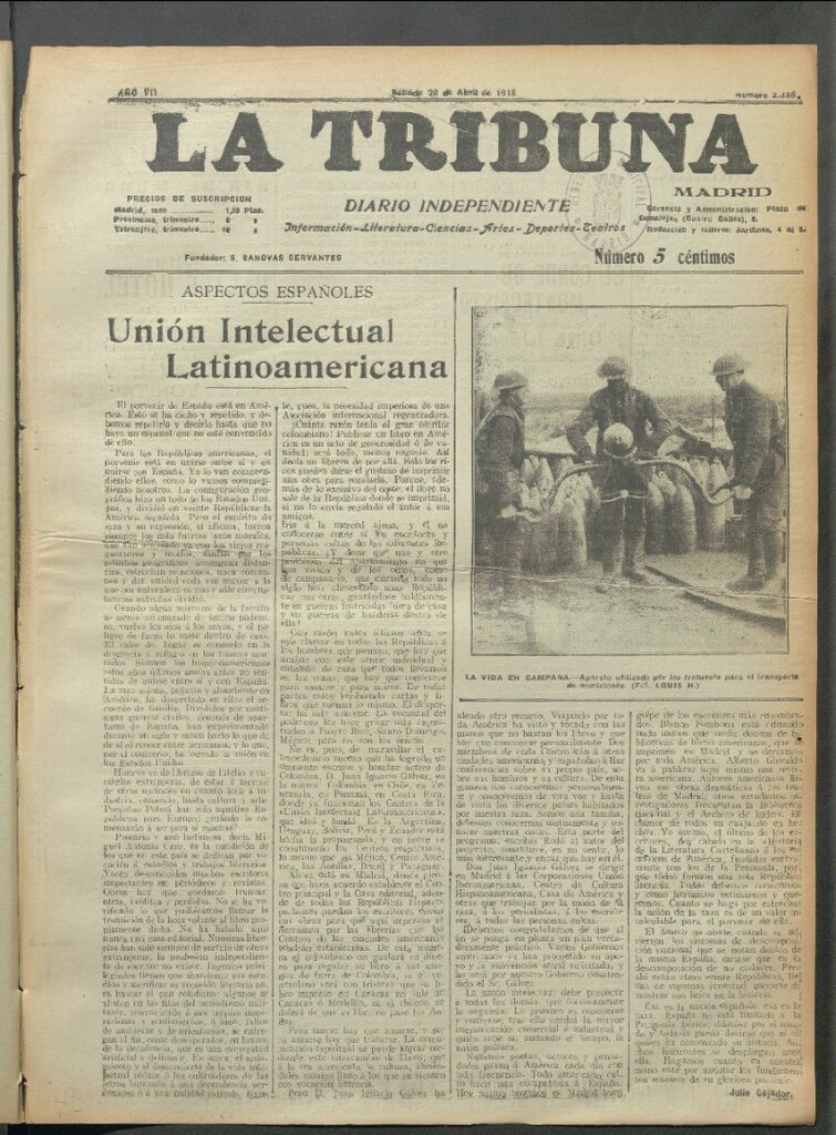Miniatura de La Tribuna del 20 de abril de 1918