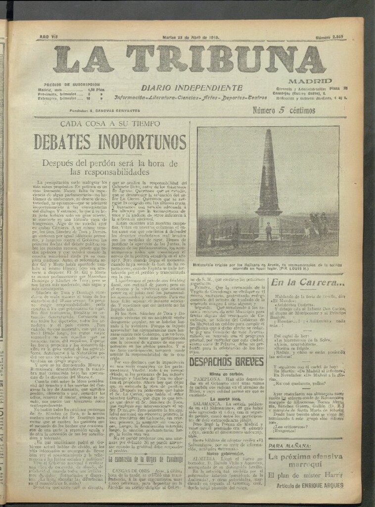 Miniatura de La Tribuna del 23 de abril de 1918