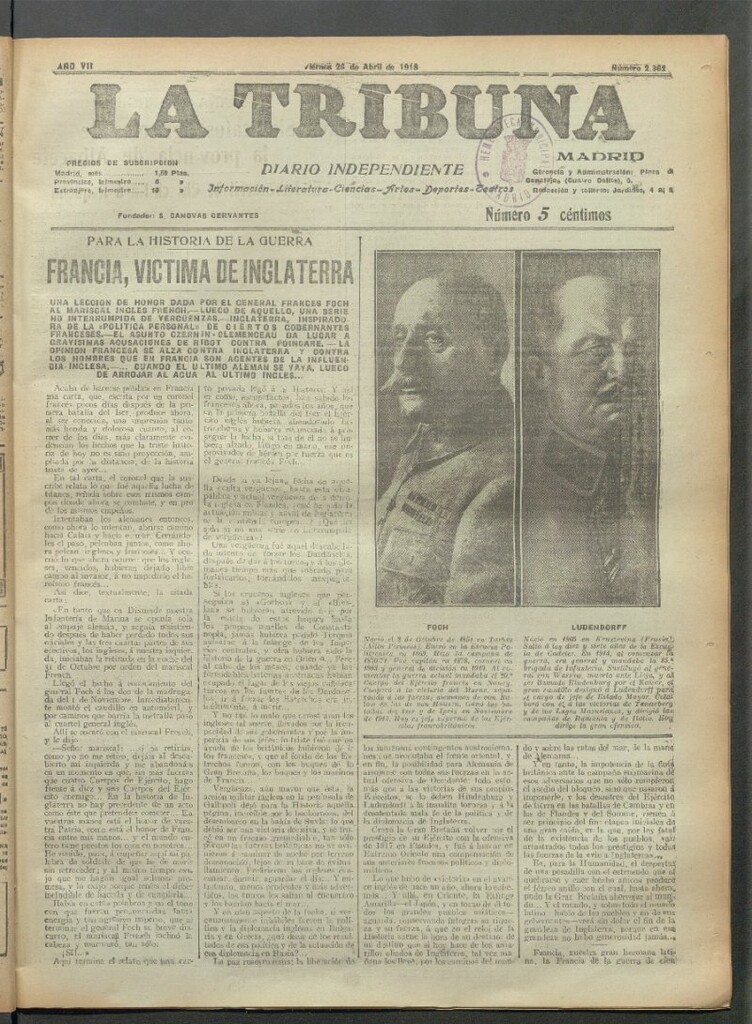 Miniatura de La Tribuna del 26 de abril de 1918