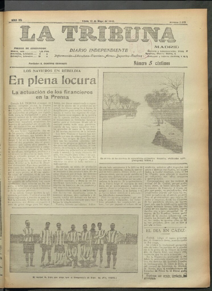 Miniatura de La Tribuna del 13 de mayo de 1918
