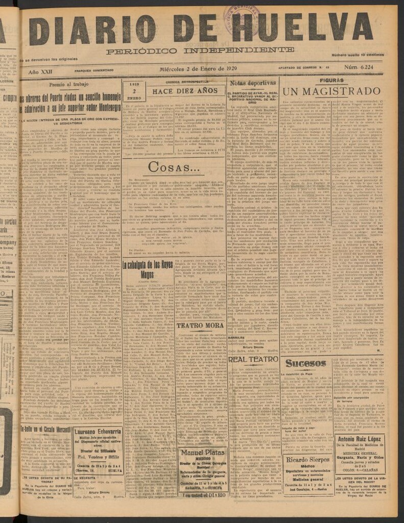 Miniatura de Diario de Huelva : periódico independiente del 2 de enero de 1929