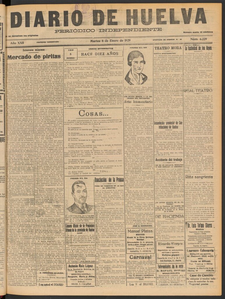Miniatura de Diario de Huelva : periódico independiente del 8 de enero de 1929