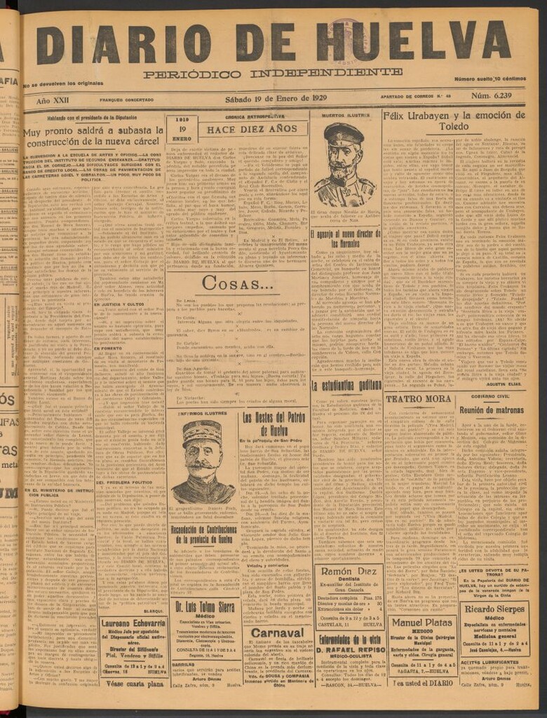 Miniatura de Diario de Huelva : periódico independiente del 19 de enero de 1929