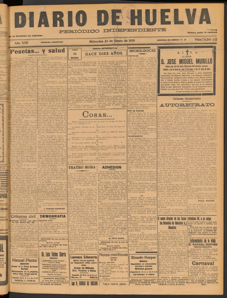 Miniatura de Diario de Huelva : periódico independiente del 23 de enero de 1929
