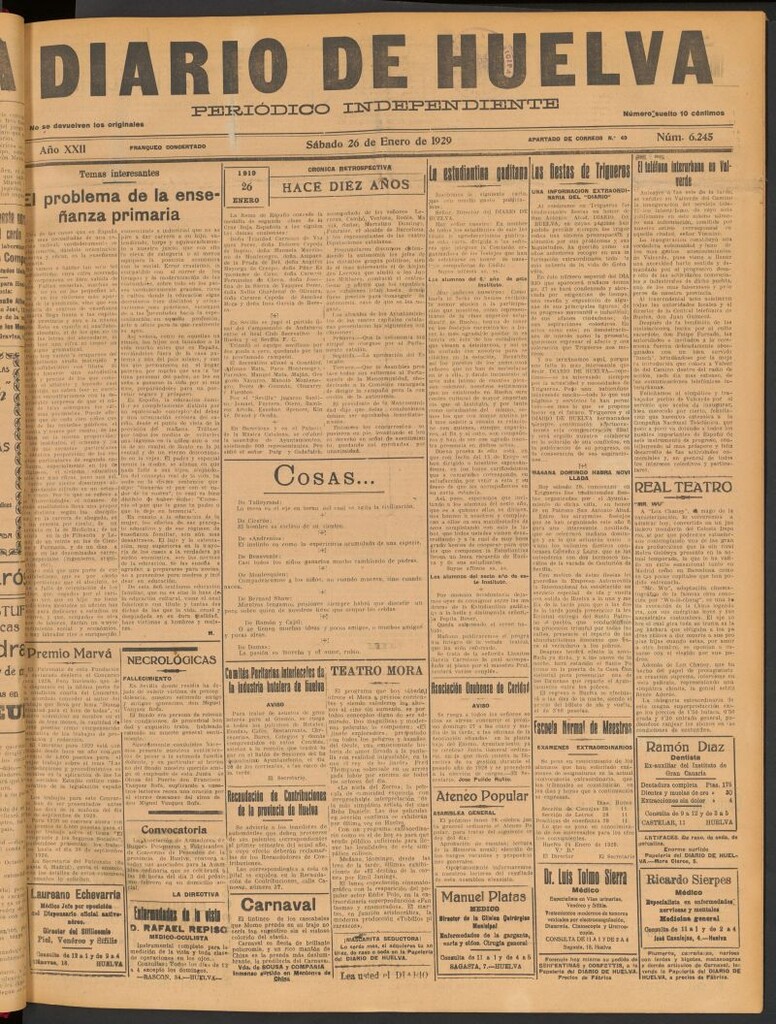 Miniatura de Diario de Huelva : periódico independiente del 26 de enero de 1929
