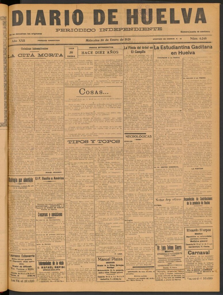 Miniatura de Diario de Huelva : periódico independiente del 30 de enero de 1929