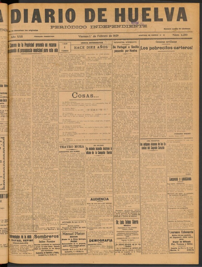 Miniatura de Diario de Huelva : periódico independiente del 1 de febrero de 1929