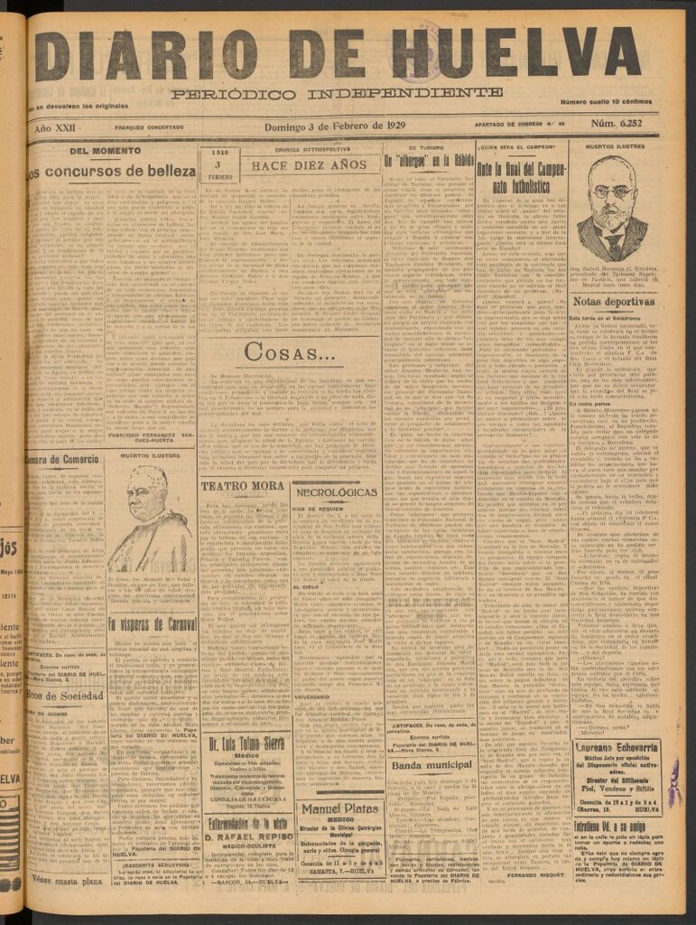 Miniatura de Diario de Huelva : periódico independiente del 3 de febrero de 1929