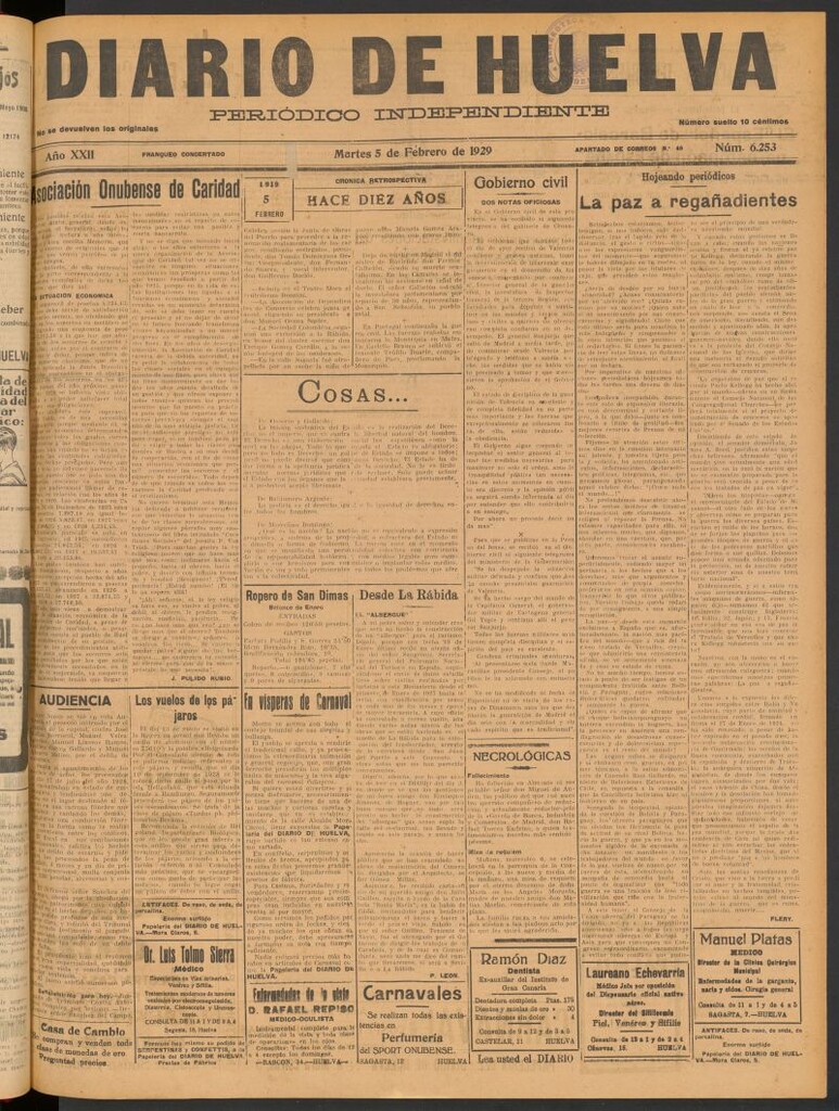 Miniatura de Diario de Huelva : periódico independiente del 5 de febrero de 1929