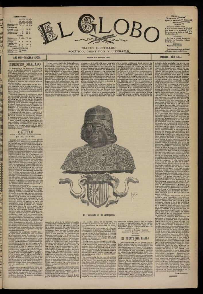 Miniatura de El Globo : diario ilustrado  del 9 de enero de 1891,nº 5544