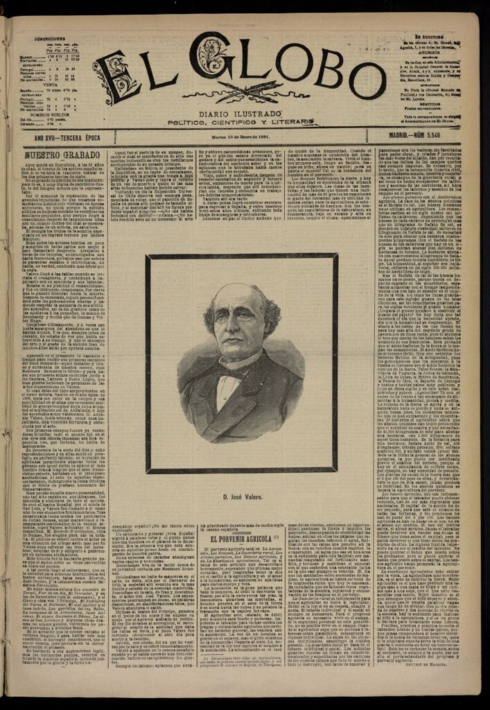 Miniatura de El Globo : diario ilustrado  del 13 de enero de 1891,nº 5548
