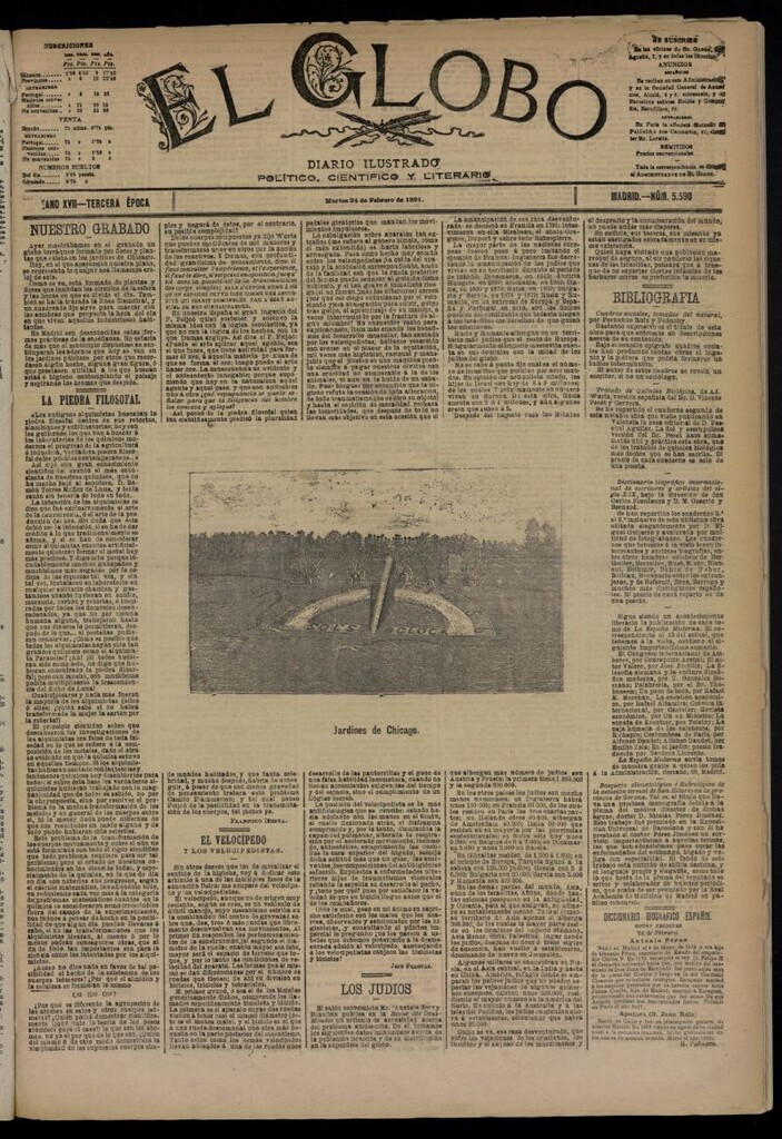 Miniatura de El Globo : diario ilustrado  del 24 de febrero de 1891,nº 5590