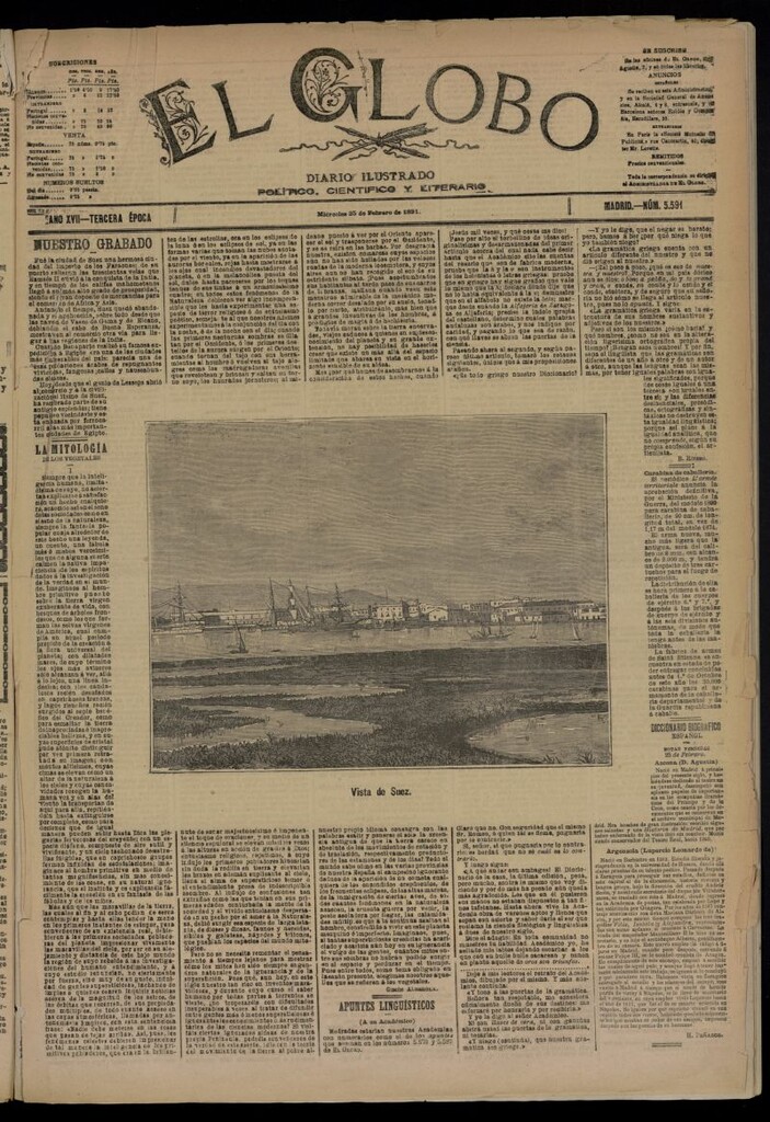 Miniatura de El Globo : diario ilustrado  del 25 de febrero de 1891,nº 5591