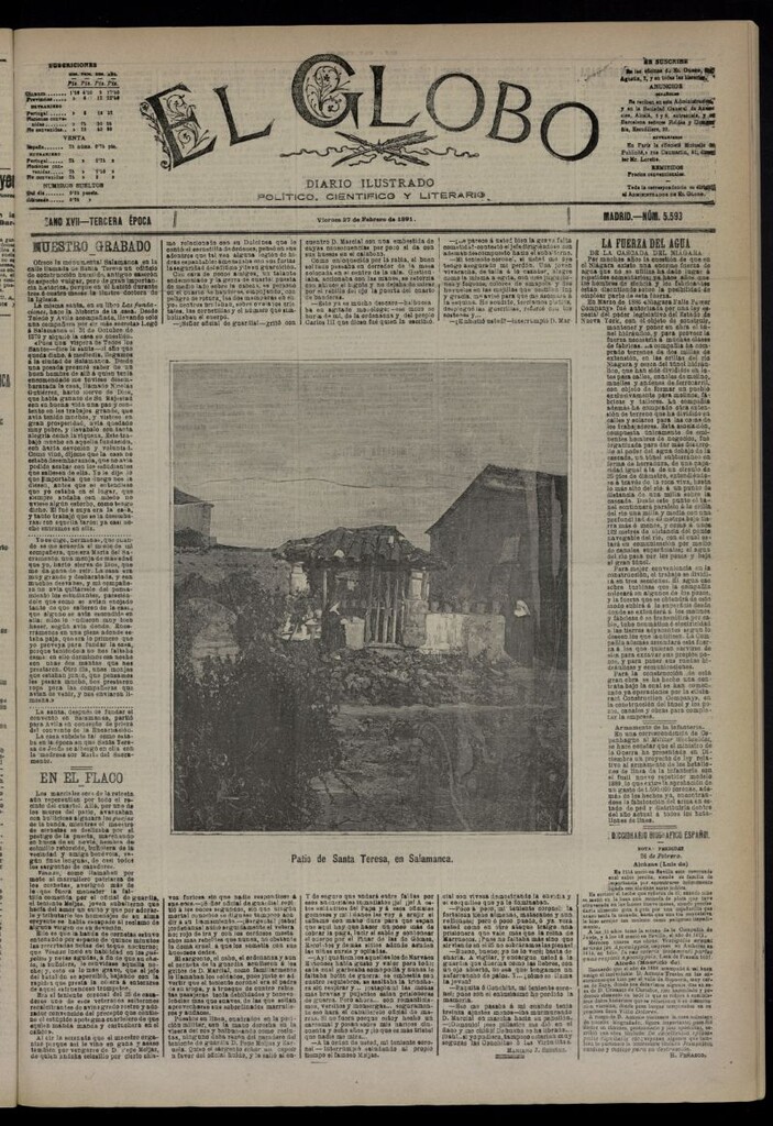 Miniatura de El Globo : diario ilustrado  del 27 de febrero de 1891,nº 5593
