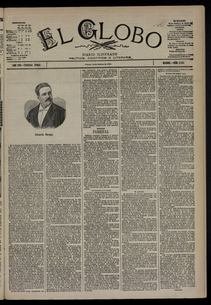 Miniatura de El Globo : diario ilustrado  del 28 de febrero de 1891,nº 5594