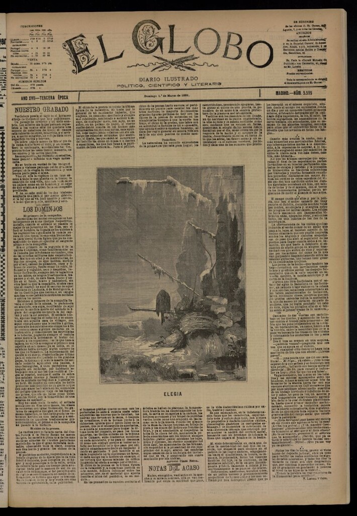 Miniatura de El Globo : diario ilustrado  del 1 de marzo de 1891,nº 5595