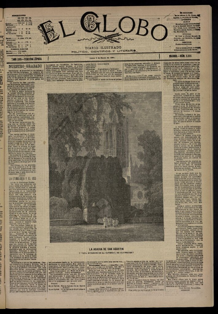 Miniatura de El Globo : diario ilustrado  del 2 de marzo de 1891,nº 5596