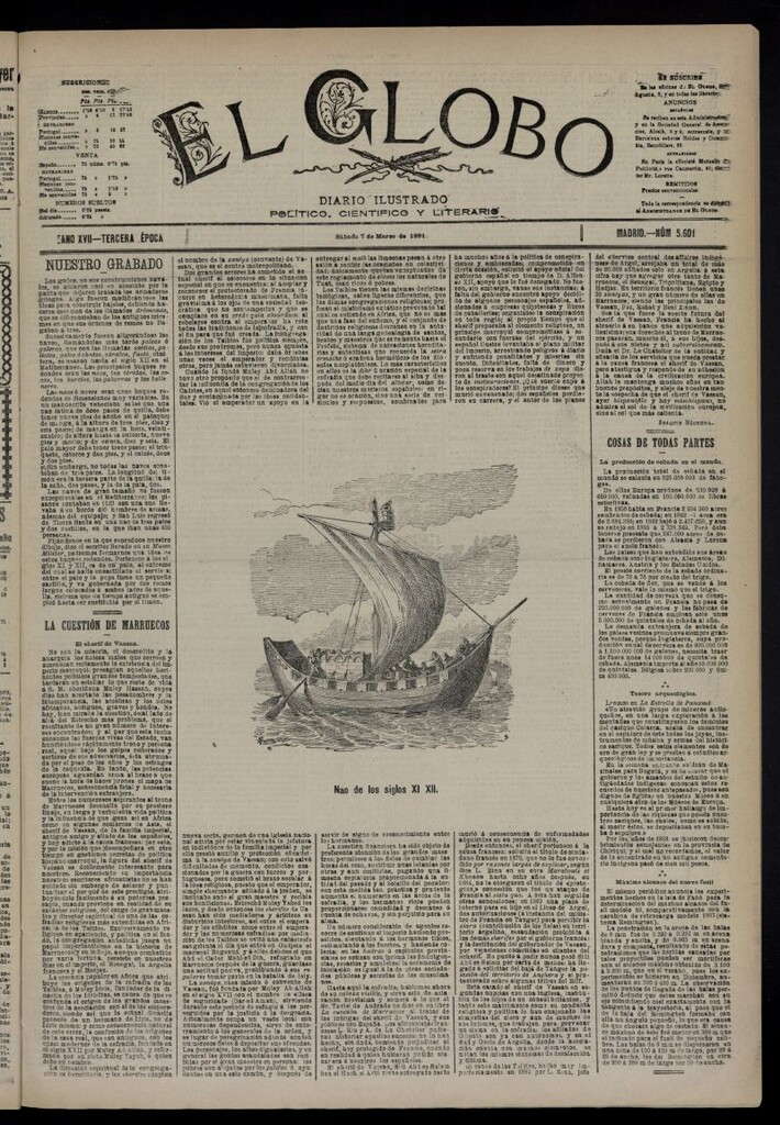 Miniatura de El Globo : diario ilustrado  del 7 de marzo de 1891,nº 5601