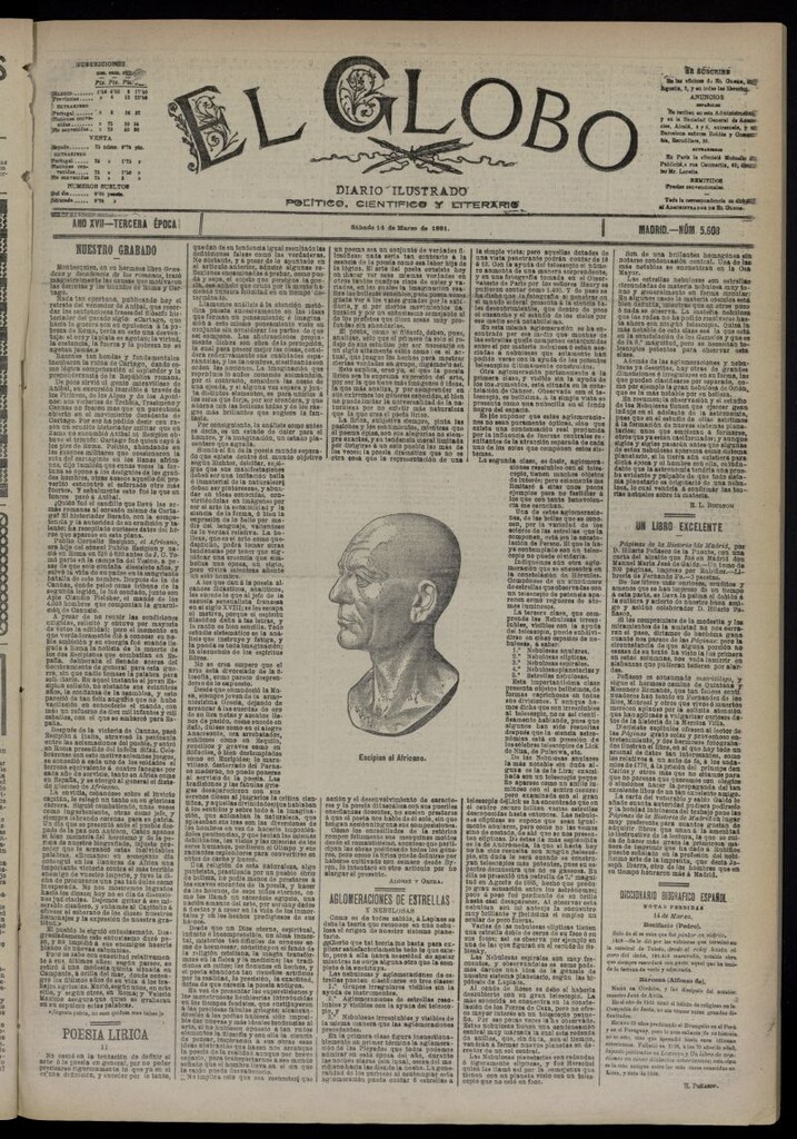 Miniatura de El Globo : diario ilustrado  del 14 de marzo de 1891,nº 5608