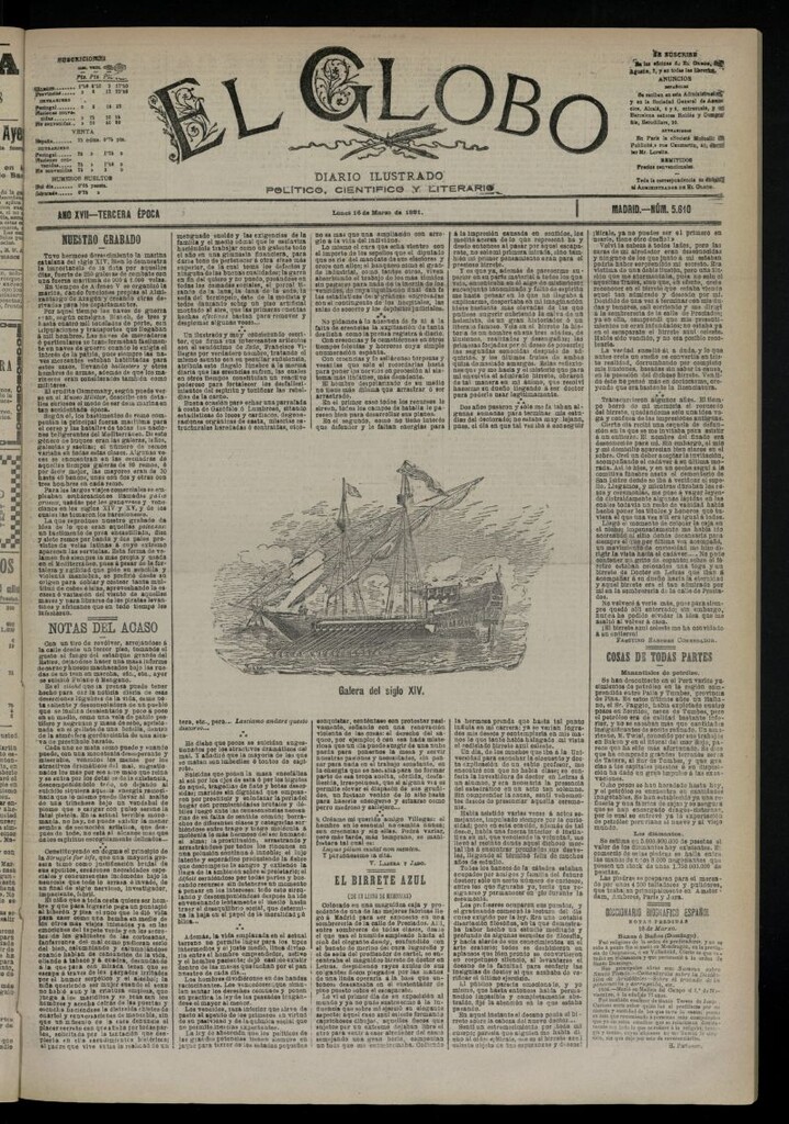 Miniatura de El Globo : diario ilustrado  del 16 de marzo de 1891,nº 5610