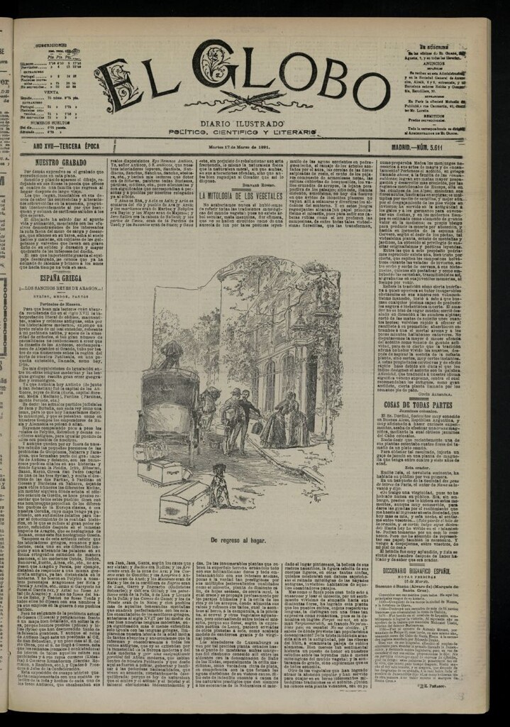 Miniatura de El Globo : diario ilustrado  del 17 de marzo de 1891,nº 5611