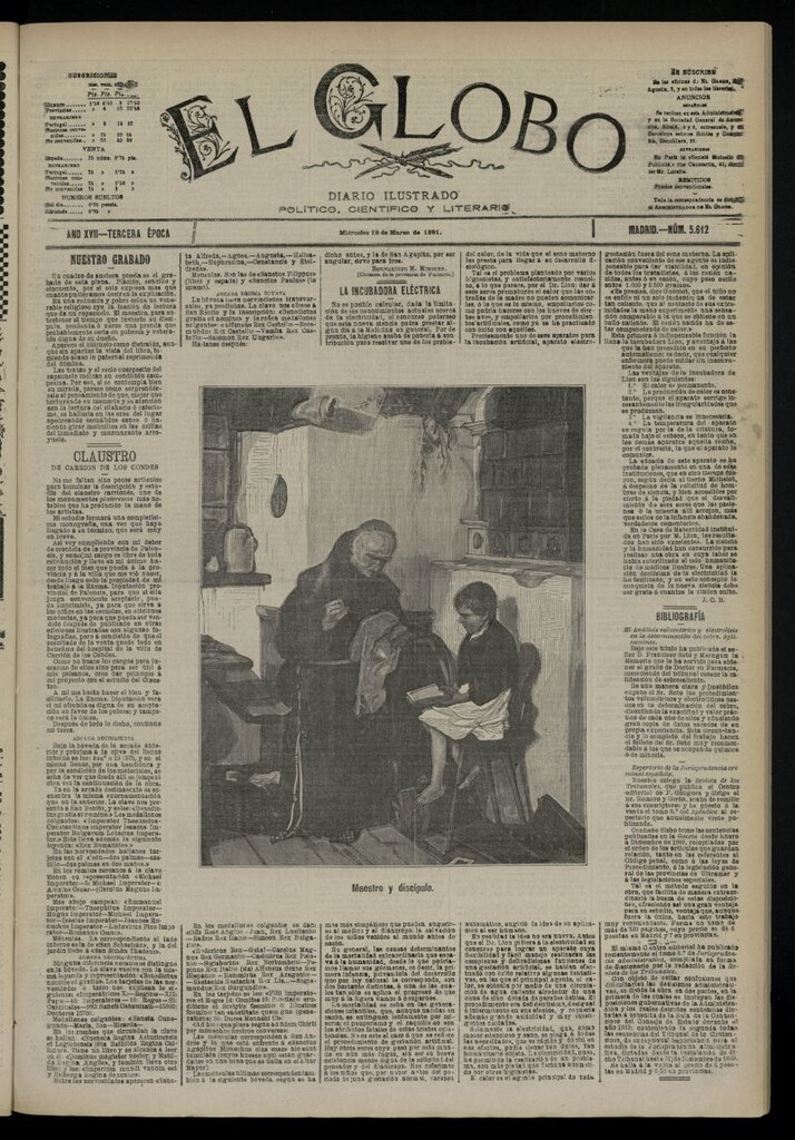 Miniatura de El Globo : diario ilustrado  del 18 de marzo de 1891,nº 5612