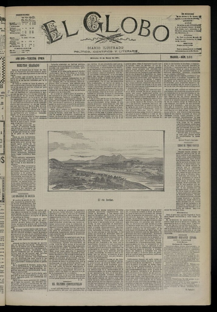 Miniatura de El Globo : diario ilustrado  del 25 de marzo de 1891,nº 5619