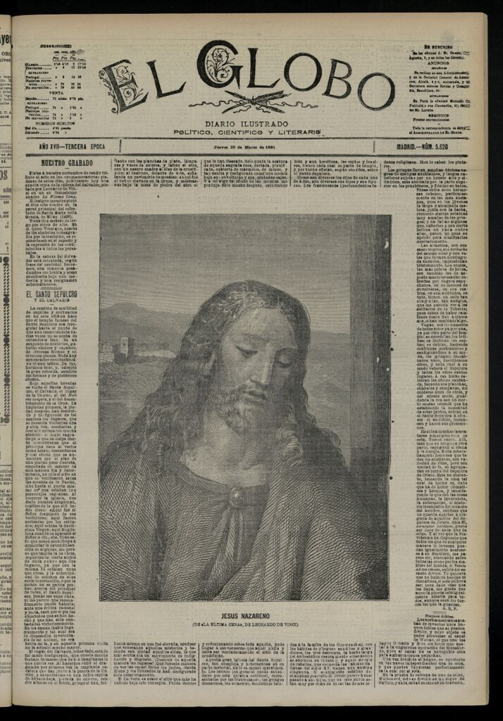Miniatura de El Globo : diario ilustrado  del 26 de marzo de 1891,nº 5620