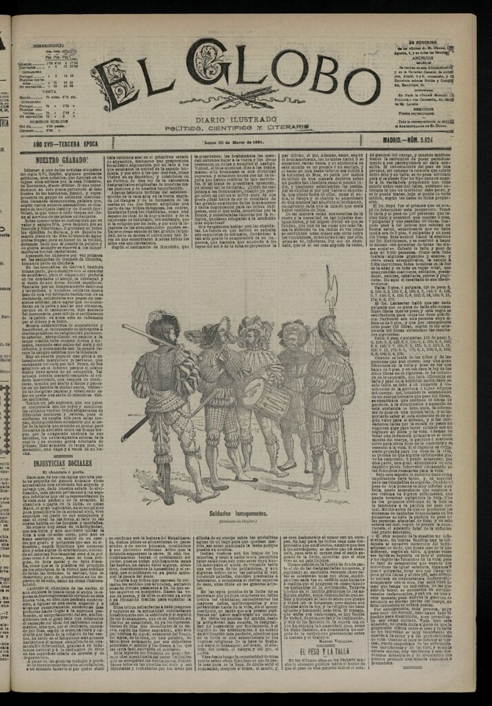 Miniatura de El Globo : diario ilustrado  del 30 de marzo de 1891,nº 5624