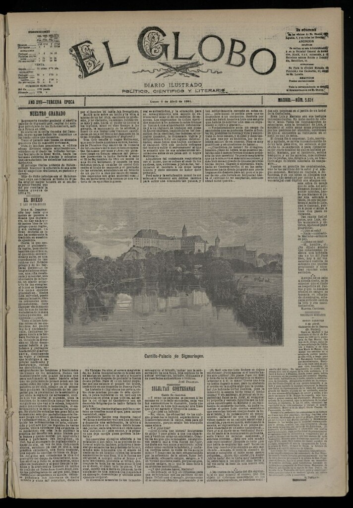 Miniatura de El Globo : diario ilustrado  del 6 de abril de 1891,nº 5631